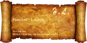 Hasler Lajos névjegykártya